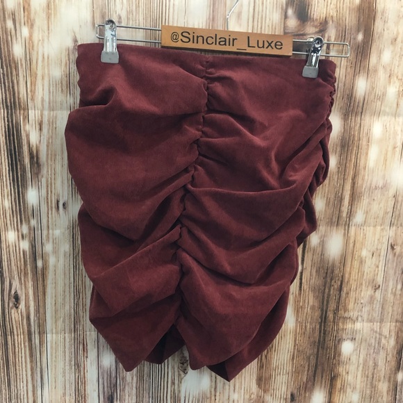 Zara Marsala ruched mini skirt - Picture 2 of 8